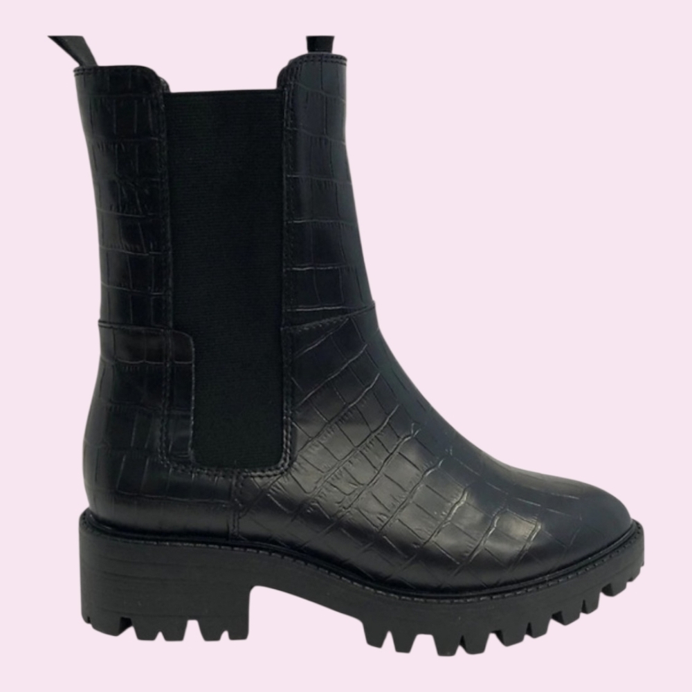 Design Lab Black Croc-Embossed Melody Boot
